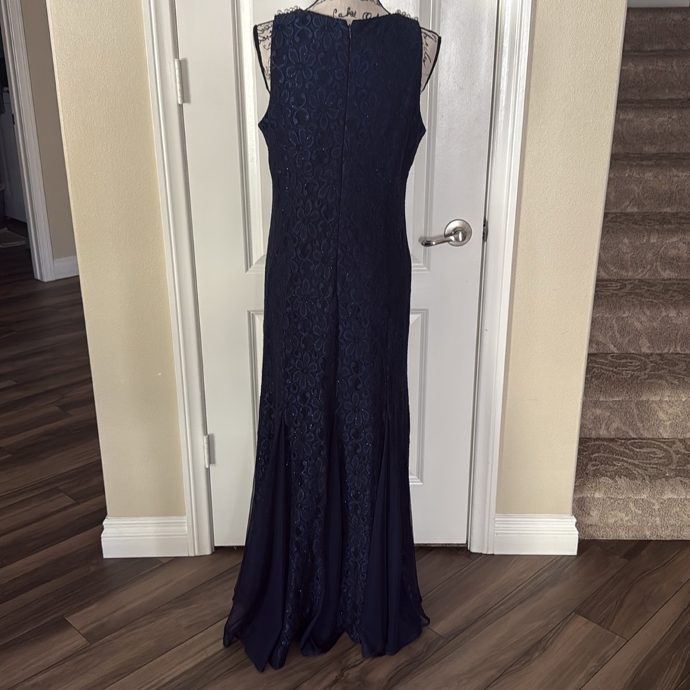R&M Richards Beaded Blue Halter Maxi Dress - Picture 8 of 11